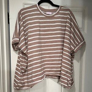 Pink Lily small Brown and White Striped Tee.  Like new